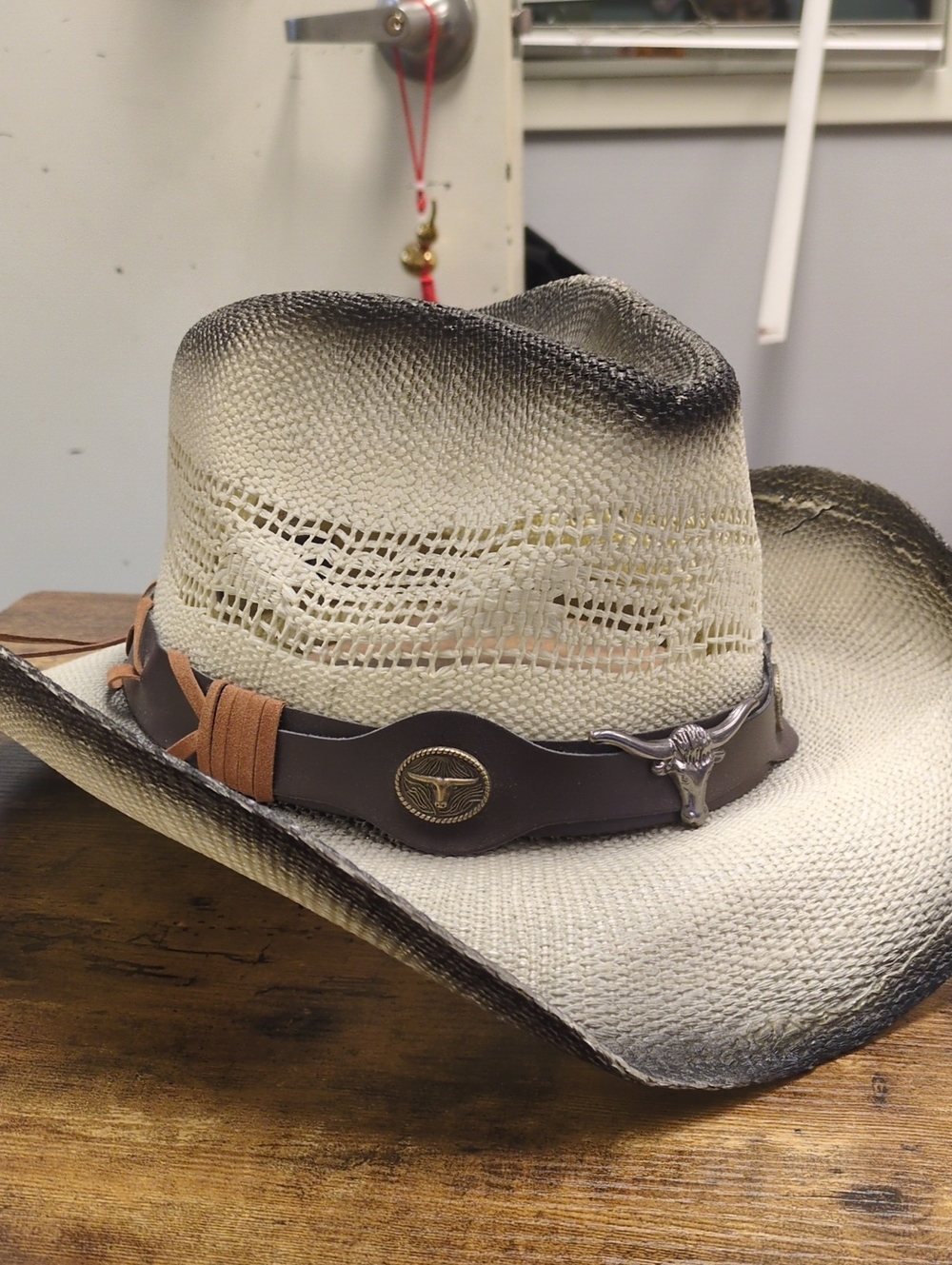 Men's Milani Straw Western Hat with Brown Band - Natural/Black